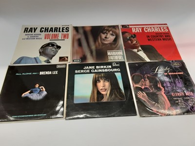 Lot 1916 - Crate of LP records and singles including Marianne Faithful and Ray Charles