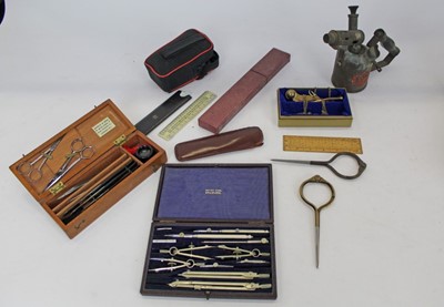 Lot 2147 - Draughtsmans tools, bosuns whistle, various other instruments and sundries