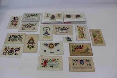 Lot 1205 - Postcards 1914-18 silk issues including The Norfolk Regiment, Royal Engineers Army Service Corps plus a selection of military silk cigarette cards (qty)