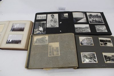 Lot 1211 - Three photograph albums overseas including Ivory Coast, Aden, Iraq, good village scenes, People, Temples, Hotels etc plus some Englsh farm scenes (3 albums)