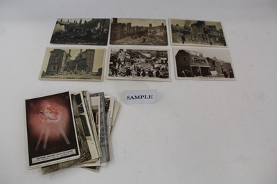 Lot 1212 - Postcards selection of real photographic Lowestoft Bombardment cards, Kings Lynn German Air Raid 1915 etc (30 cards)