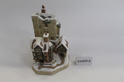 Lot 1034 - Two David Winter limited edition cottages - Rochester Castle and Castle Tower of Windsor plus 2 others The Guardian Gate and Miss Belle's Cottage (4)