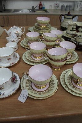 Lot 843 - Hammersley fine bone china tea-for-two set with floral decoration, comprising small teapot, two cups, two saucers, milk jug and sugar bowl and a Queen Anne china...