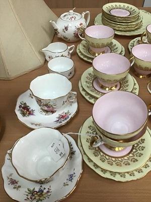 Lot 843 - Hammersley fine bone china tea-for-two set with floral decoration, comprising small teapot, two cups, two saucers, milk jug and sugar bowl and a Queen Anne china...