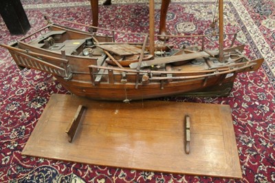 Lot 2166 - Large scratch built wooden model of a Chinese junk with brass plaque, Made by A. King Hong Kong