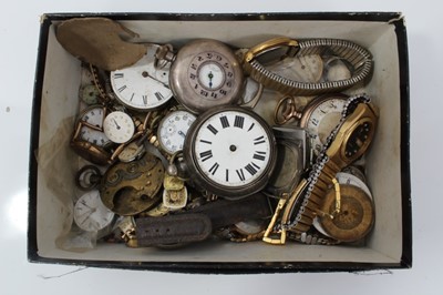 Lot 275 - Two silver cased pocket watches and various watch parts