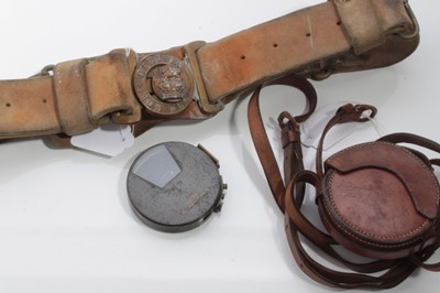 Lot 578 - Victorian Military belt together with an Edwardian Micrometer by Short & Mason, dated 1901 in brown leather field case (2)