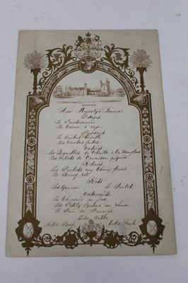 Lot 1264 - Victorian Balmoral Dinner Menu