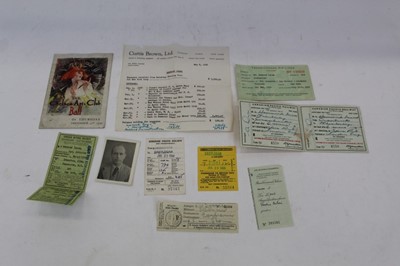 Lot 311 - Autograph  Hammond Innes 1950 Trans-Canada trip pass hand signed., with related papers. Plus Chelsea Arts Club Ball programme dated 1920