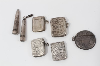 Lot 279 - Five silver vesta cases and two silver cheroot holders