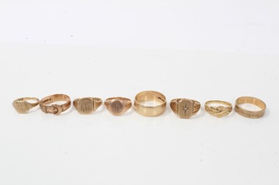 Lot 288 - Eight 9ct gold rings