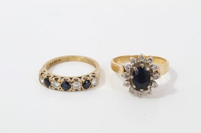 Lot 290 - Two 18ct gold diamond and sapphire rings