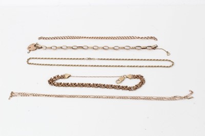 Lot 292 - Five various 9ct gold chains