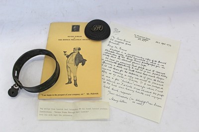 Lot 2178 - Of Ipswich historical interest - rare 19th century GPO letter carriers badge  belonging to Mr George Brame ( 1800-1876) who also ran Ipswich Goal , sold with his dogs brass collar with padlock engr...