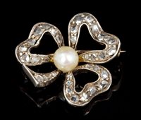 Lot 605 - Late Victorian cultured pearl and diamond...