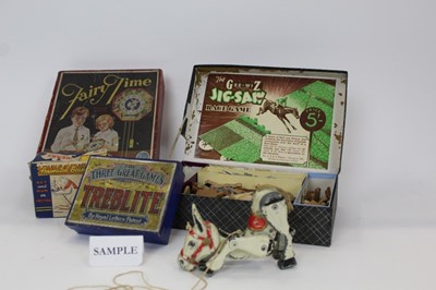 Lot 1549 - Selection of children's toys and games including Gee - wiz racing game, Muffin the Mule die cast model, chess, dominoes and other games.