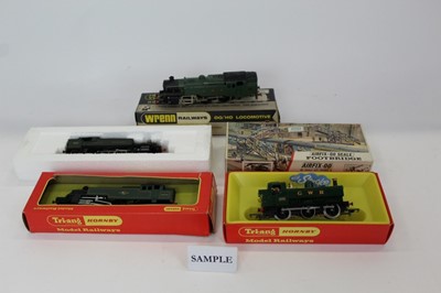 Lot 1534 - Railway collection in 2 boxes including Wrenn Loco, Hornby R59 locomotive, GWR 4-6-0-Albert Hall, Airfix Prarie Tank loco, 3 metal locomotive kits and rolling stock, all boxed plus buildings and ac...