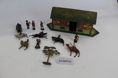 Lot 1530 - Wooden Noah's Ark, Britains lead animals, soldiers, and garden models, wooden farm etc (qty)