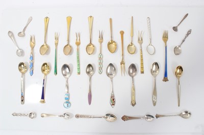 Lot 315 - Collection of Danish silver gilt and enamel spoons and similar items