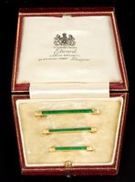 Lot 611 - Set of three good quality gold and green...