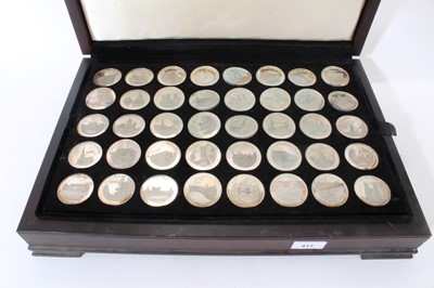 Lot 413 - G.B. - The Birmingham Mint Issued 'Ancient Counties of England' silver medallion set in case of issue with documentation (N.B. total weight 1620gms - some discolourations noted) (40 medallions)