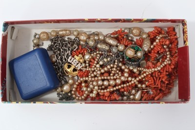 Lot 332 - Group of Vintage faux pearl necklaces, Coral necklace and other costume jewellery