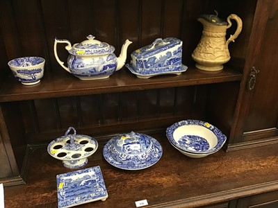 Lot 253 - Victorian Ridgway pottery jug together with a group of Spode Italian pattern blue and white ceramic