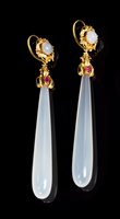 Lot 616 - Fine pair of Regency chalcedony, ruby and gold...