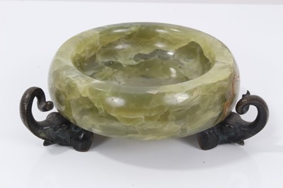 Lot 773 - Art Deco green onyx and bronze dish