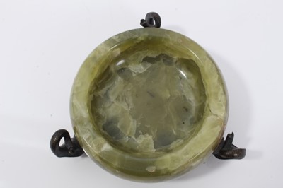 Lot 773 - Art Deco green onyx and bronze dish