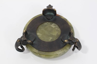 Lot 773 - Art Deco green onyx and bronze dish