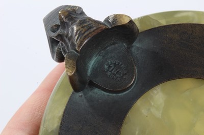 Lot 773 - Art Deco green onyx and bronze dish