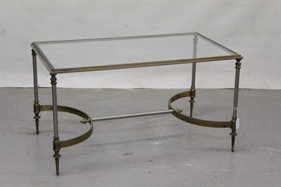 Lot 1294 - Modern silvered metal, glass top table, 77cm