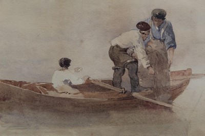 Lot 1080 - George Clarkson Stanfield (1793-1867), watercolour, Fishermen, 22 x 29cm