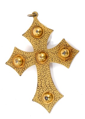 Lot 722 - Unusual antique gilt bidriware crucifix pendant