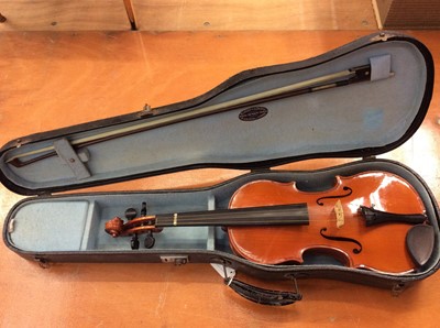 Lot 705 - Vintage Violin in case with bow by Rushworth & Dreaper in fitted case