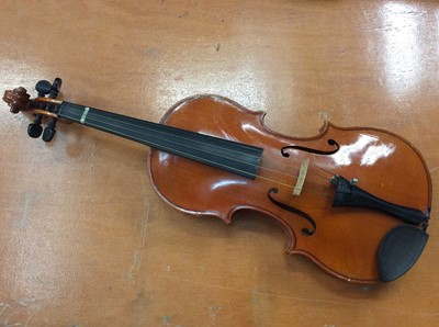 Lot 705 - Vintage Violin in case with bow by Rushworth & Dreaper in fitted case