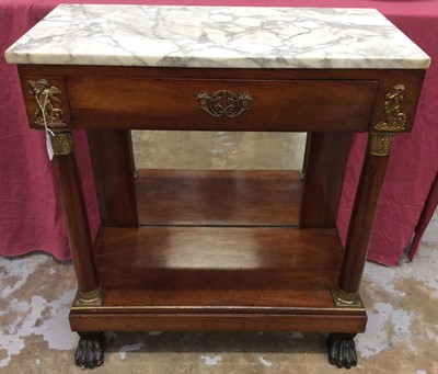 Lot 1272 - Empire style mahogany console table with marble top