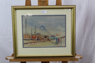 Lot 1046 - Robert Dryden Alexander, two watercolours - Walton Railway Station, signed, in glazed gilt frames