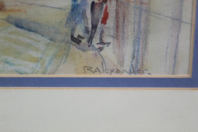 Lot 1046 - Robert Dryden Alexander, two watercolours - Walton Railway Station, signed, in glazed gilt frames