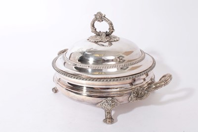 Lot 13 - George IV Old Sheffield plate twin handled warming dish and cover