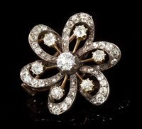 Lot 634 - Victorian diamond brooch, the stylised flower...