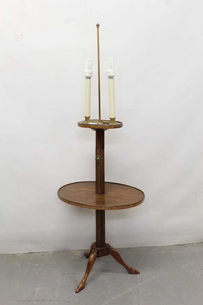 Lot 876 - 19th century Continental kingwood adjustable candle what-not, adapted for electricity