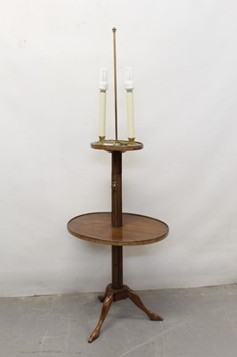 Lot 712 - 19th century Continental kingwood adjustable candle what-not, adapted for electricity