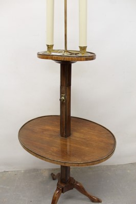 Lot 876 - 19th century Continental kingwood adjustable candle what-not, adapted for electricity