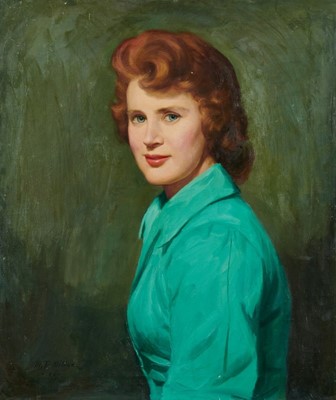 Lot 102 - W. P. Miller, (20th century) half length portrait of a lady, signed and dated ‘56, 60 x 50cm, unframed