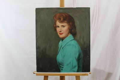 Lot 102 - W. P. Miller, (20th century) half length portrait of a lady, signed and dated ‘56, 60 x 50cm, unframed