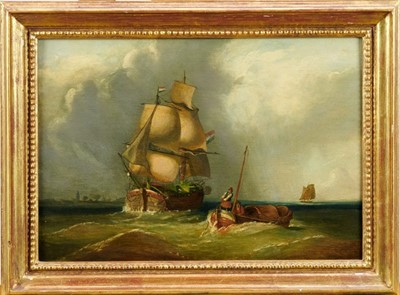 Lot 68 - Dutch School, 18th century, oil on panel, marine scene, apparently unsigned, 26 x 37cm, gilt frame