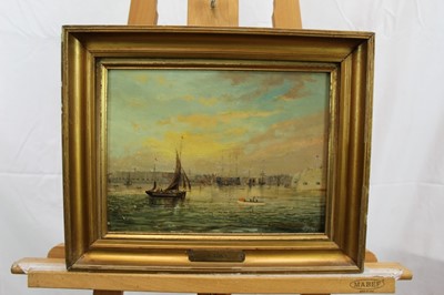 Lot 139 - Sidney Yates Johnson (act. 1890-1926) oil on canvas, Marine scene beside a fort, signed, 22 x 40cm, gilt frame