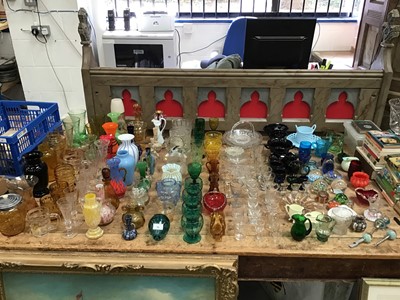 Lot 76 - Large collection of Victorian and later coloured and clear glassware, paperweights, commemorative and decorative glass etc.